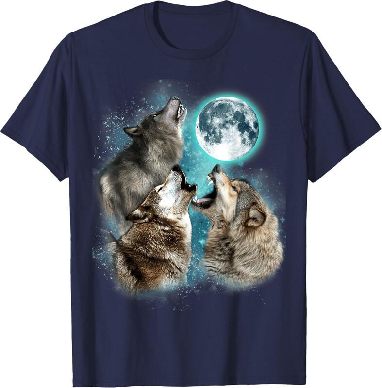 3 Wolf Moon Howling Wolf Head Funny Wolves Gift Unisex T-shirt XL