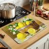 1Pcs Fresh Lemon Barrel Rubber Drying Mat Tableware For Coffee Shop Kitchen Carpet Tableware Durable Diatom Mud Table Mat Pet Coffeeware Mat
