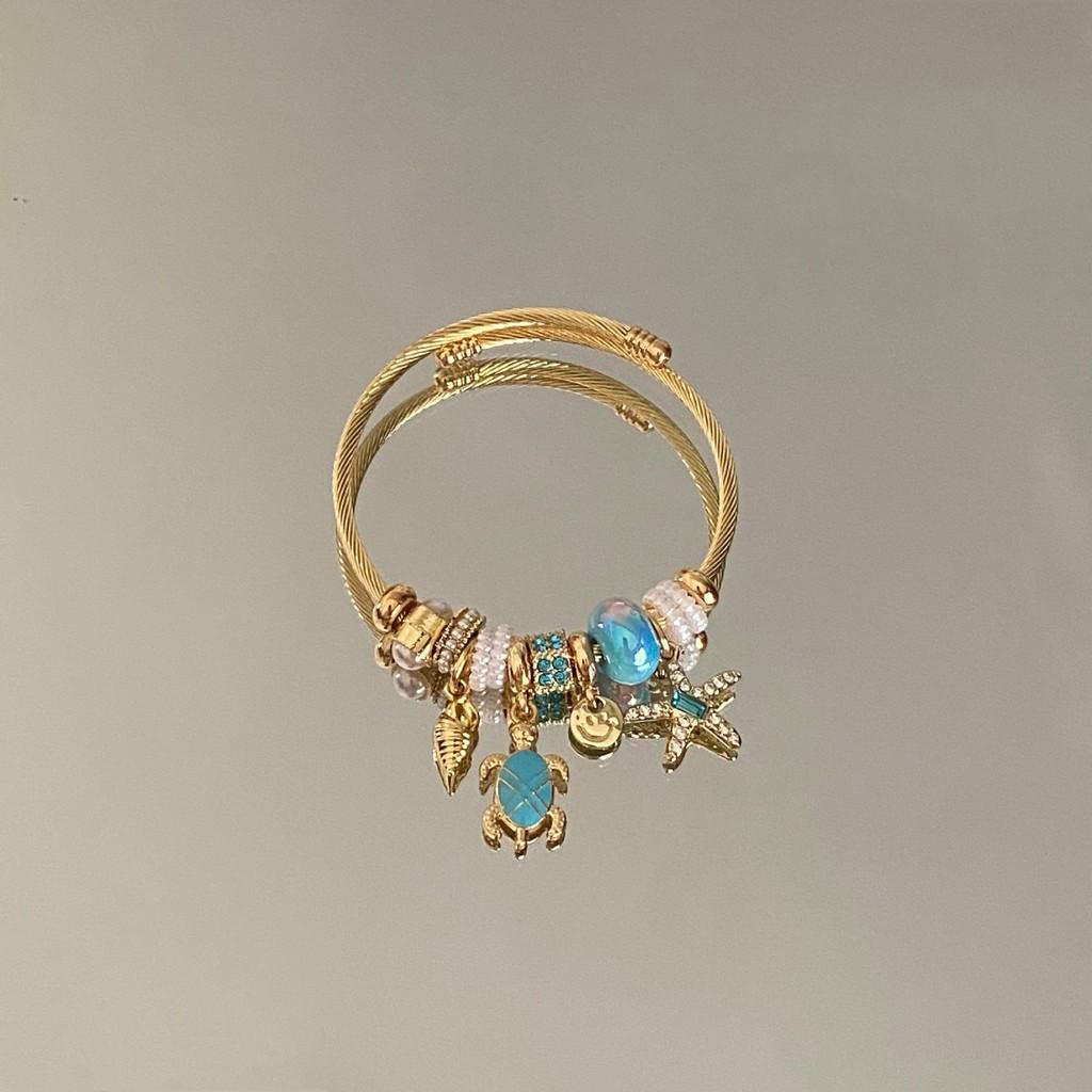 Ocean Breeze Shell And Starfish Jewelry Bracelet With Stainless Steel Material For Summer Vacation Style