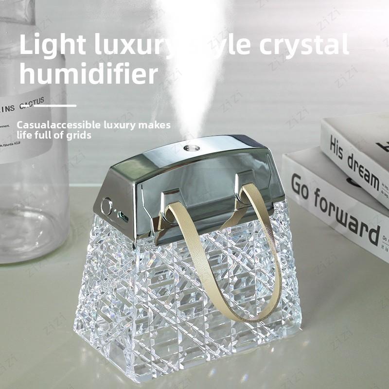 Bag Shaped Crystal Humidifier USB Rechargeable Humidifier Colorful Atmosphere Night Light Silent Humidifier