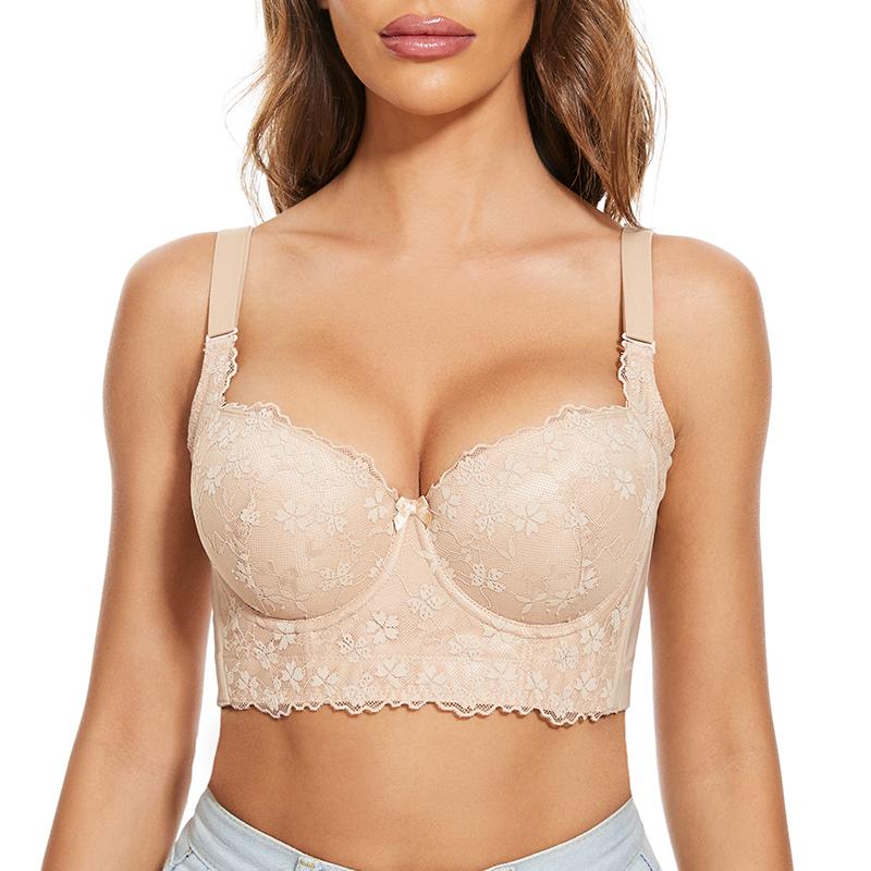 Push Up Bra Corset Top Bustier Sexy Lace Bras For Women  Padded Underwire Lingerie