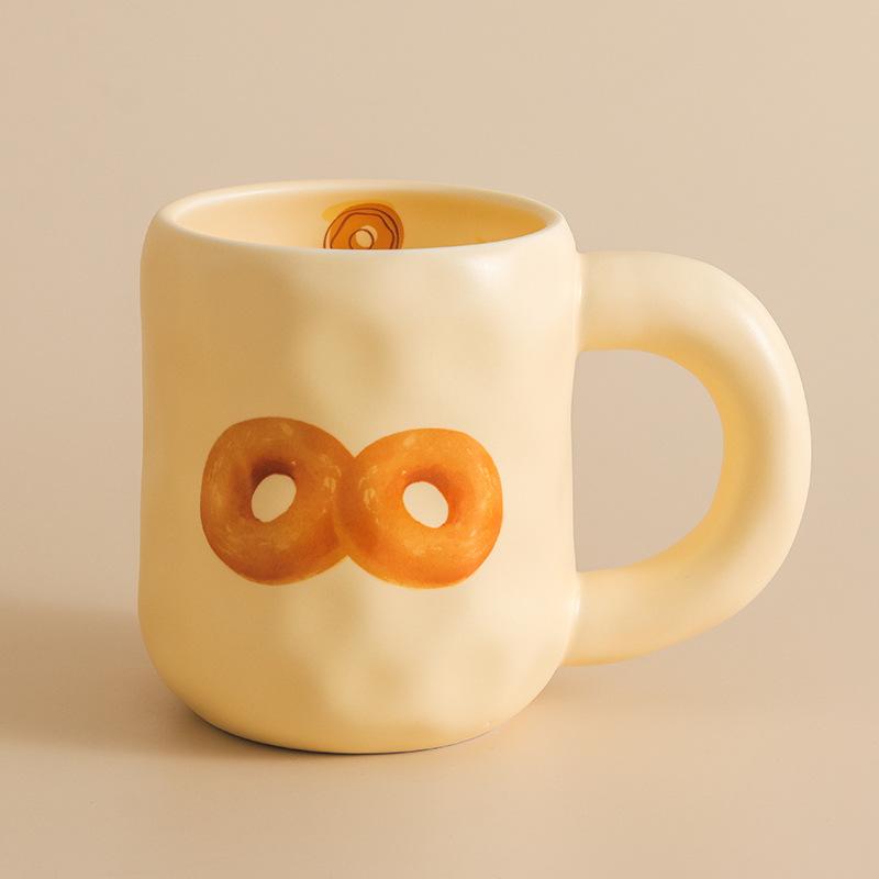 Cute Milk Fufu Cup Bread With Lid Spoon Wind Girls Ceramic Coffee Breakfast Cup Office