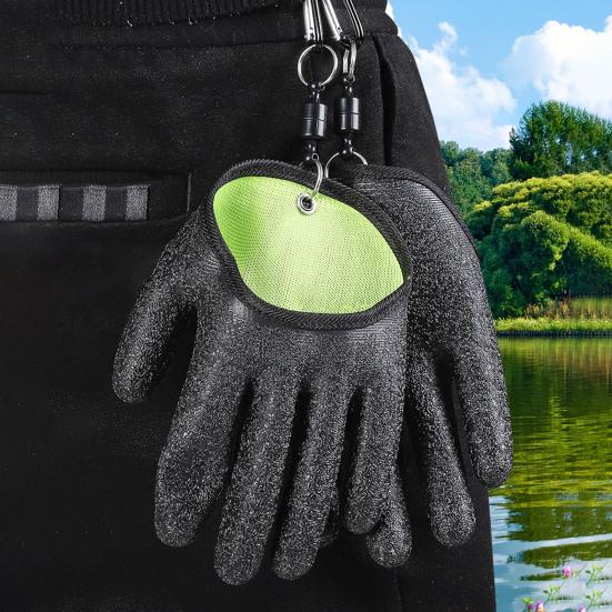 1/2Pcs Fishing Gloves with Magnet Release Anti-Slip Textured Grip Puncture Resistant Waterproof Catch Fish Gloves