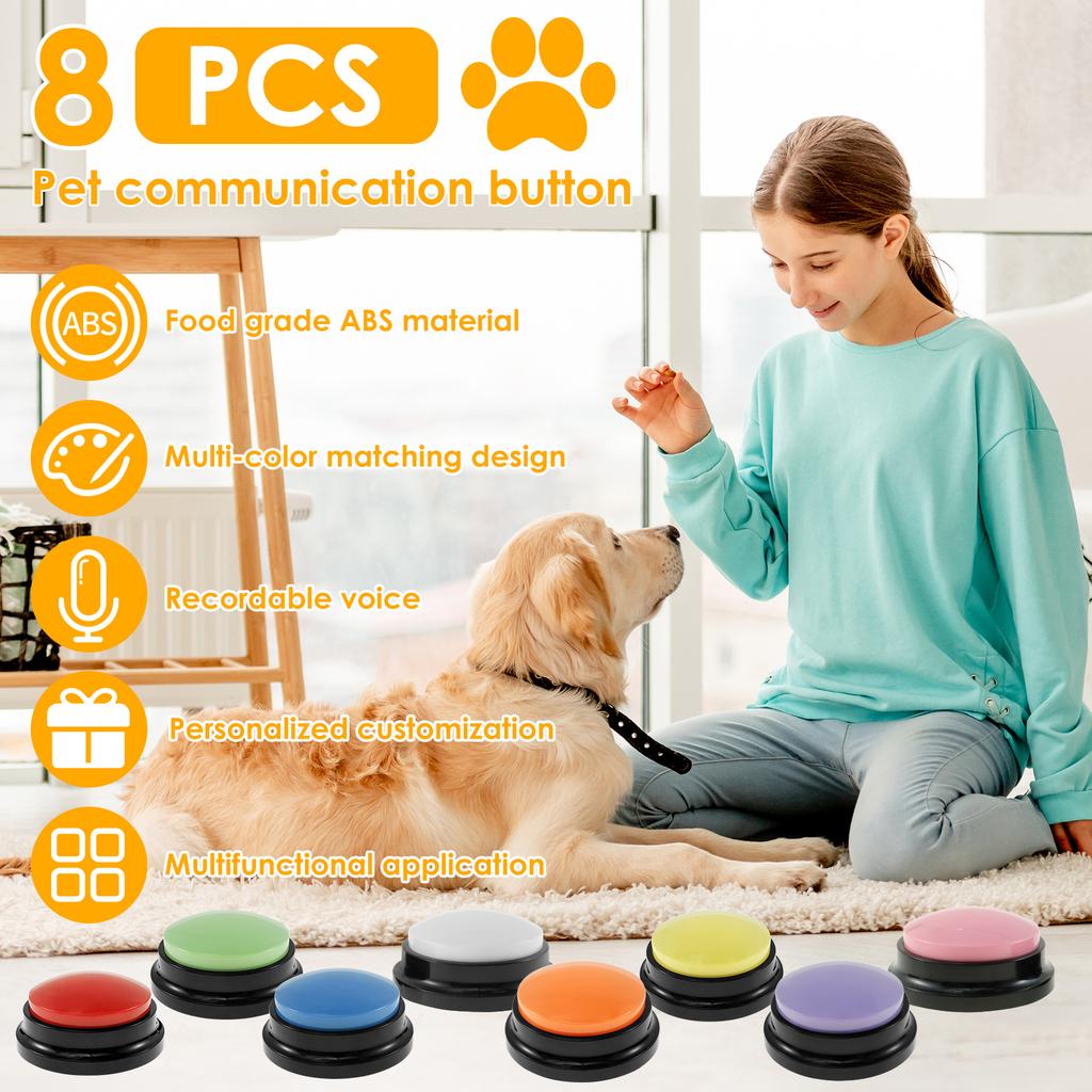 6/8Pcs Dog Communication Buttons 30 Second Voice Recording Buttons Multi Colors Pet Talking Buttons Plastic Dog Training Buzzer