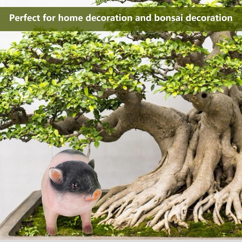 Simulation Cute Small Pig Decor Artificial Animal Model Bonsai Resin Craft Home Decoration Gift