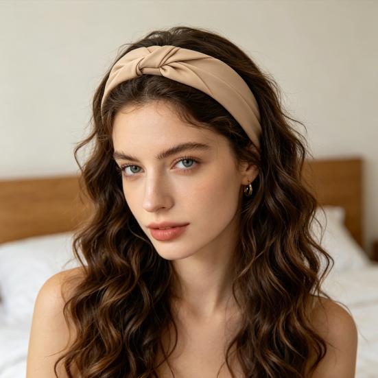 Women Headband Twist Knotted Design Anti-Slip Design Comfortable Fit Wide-Brimmed Hair Hoop Hair Accessory
