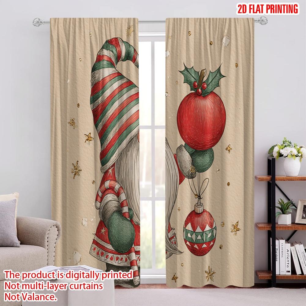 

2pcs,2D plane printing Curtains&Window Treatment Cute Santa Claus3 Versatile Polyester (without rod) Room Decor Ldeal for 52.50 × 116.00 cm 2 pcs