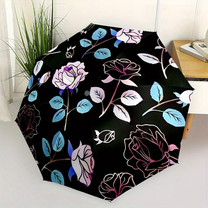 1pc Floral Pattern Automatic Open, Sturdy Iron Frame, Compact Folding Design, All-Season Portable Umbrella for Women & Men Yy250801137