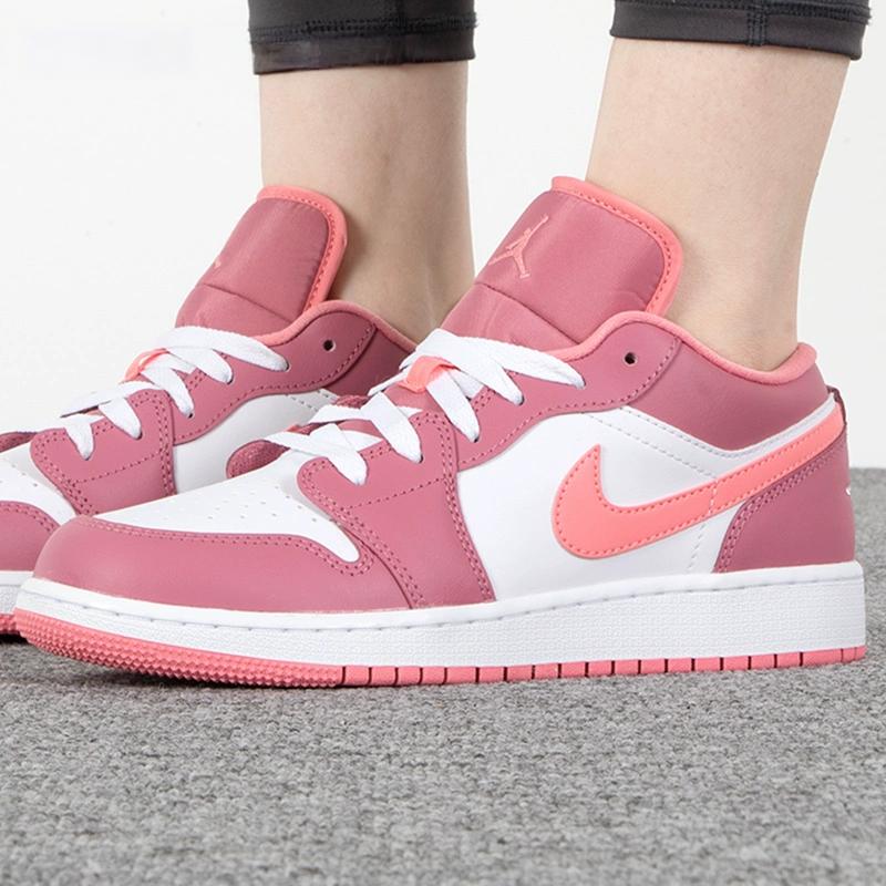 Air Jordan 1 Low GS Desert Berry Kids Sneakers Pink Coral-Chalk White 553560-616