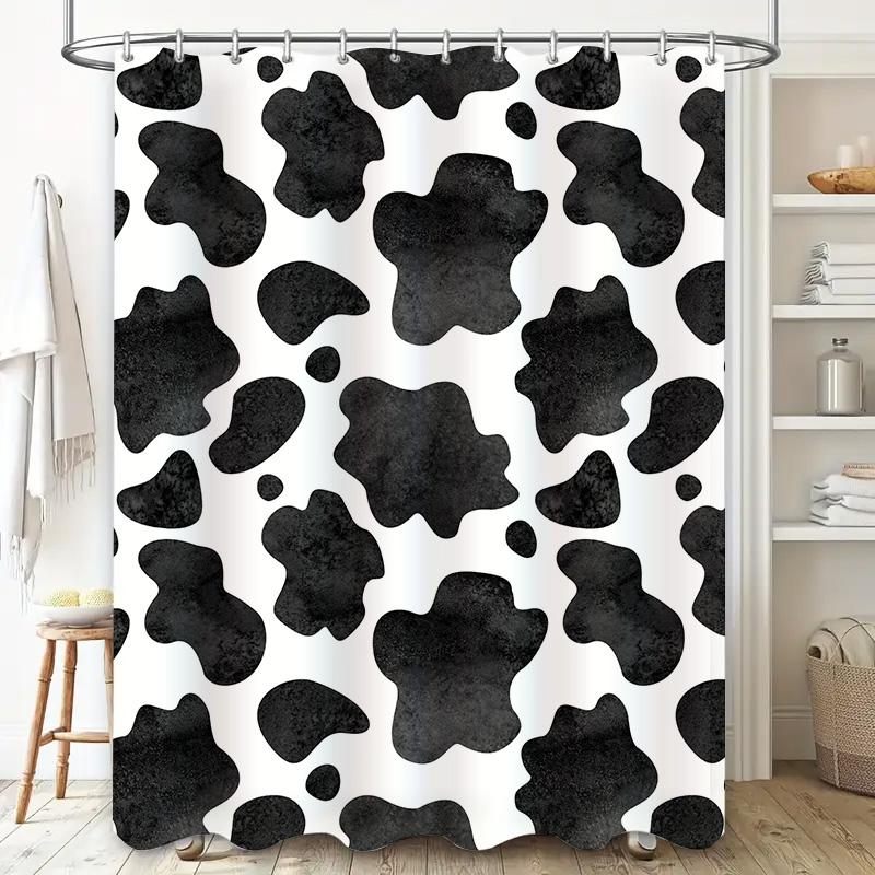 Black White Animal Print Shower Curtain Modern Bathroom Decor for Home Kitchen Bathrooms Set with Rod (180x185cm)