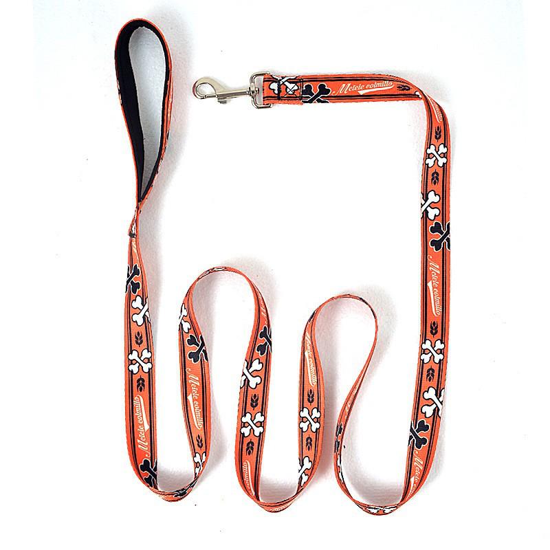 

Polyester Printed Dog Leash with Logo - Explosion-Proof, Large Dog Traction Rope 200*2.5cm оранжевый/красный
