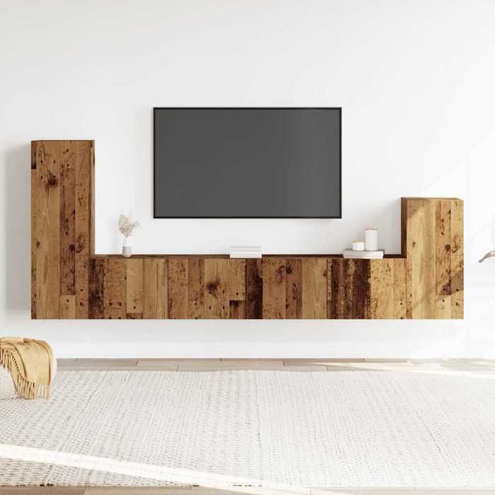 VidaXL Wall-Mounted TV Unit Set 4 Pcs Old Wood Engineered Wood, TV Stand, Media Unit, TV Console, Furniture 3329215