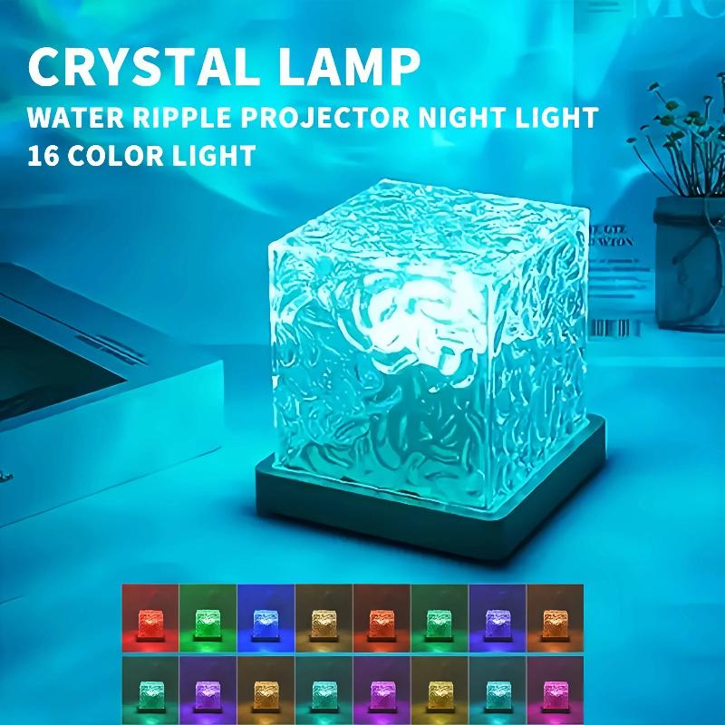 16Colors Ocean Wave Aurora Projector Light Touch Led Night Light Remote Dimmable Auto Rotating Usb Powered Gift Party Decoration
