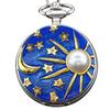 Sun, Moon, Stars, Pearl Oil Painting Men's and Women's Quartz Pocket Watch Retro Fashion Necklace Pendant Student Festival Gift