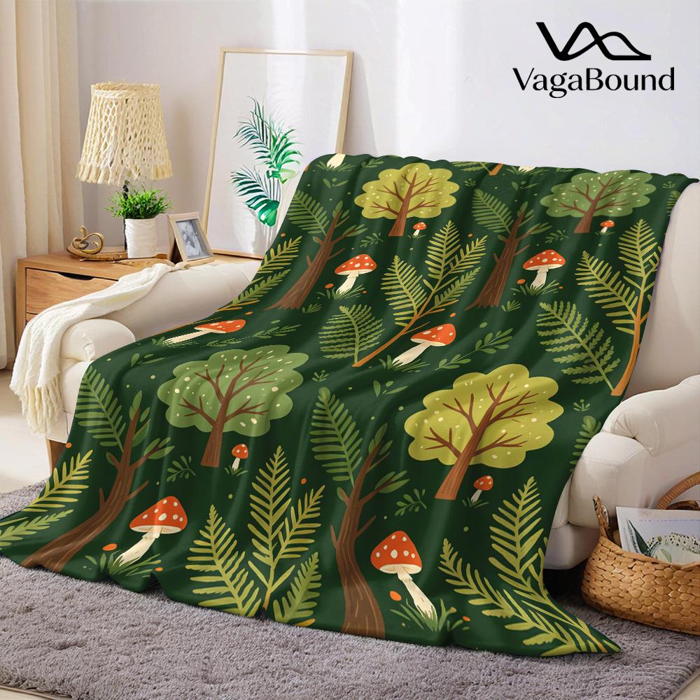 Woodland Forest Mushrooms Flannel Blanket Warm Soft Halloween Christmas All-Season Couch Decorative Cozy Warm Gift