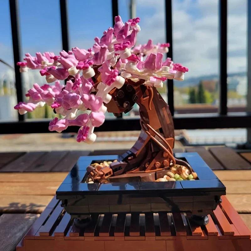 878PCS Bonsai Tree Flower Bouquet Building Block Bricks Model Home Decoration Plant Potted Gift Kids Set Compatible 10281