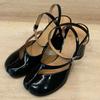 Fashion Patent Split Toe Women Pumps Spring Summer Thick High Heels Slingbacks Chunky Casual Shoes