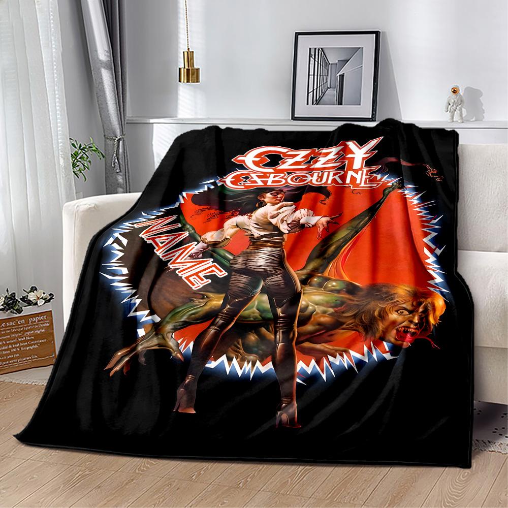 Ozzy Osbourne Dragon Artwork Customize Your Name Blanket Throw Personalized Blanket Comfortable Versatile for Picnics Living Room Office Chair Bed