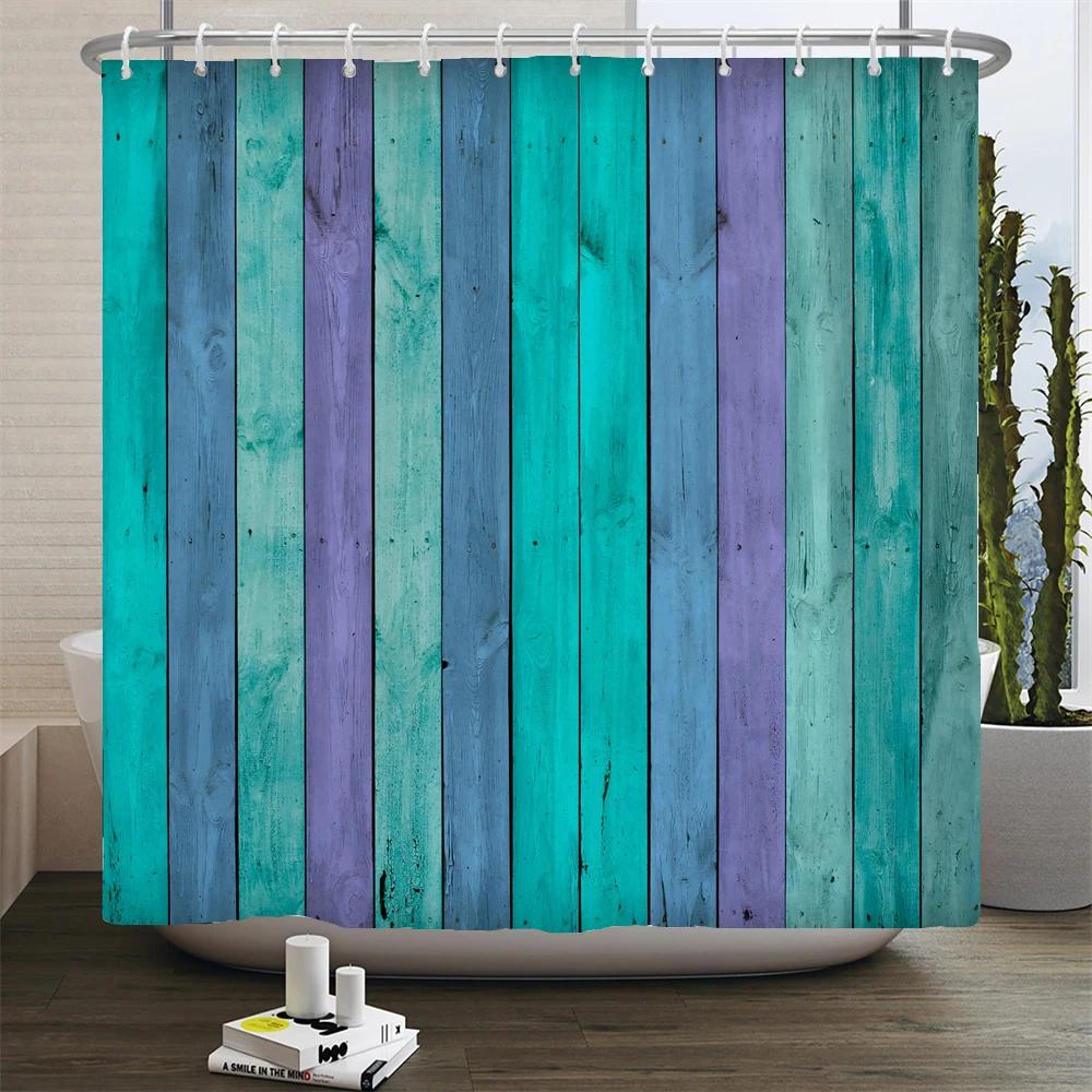 Rustic Shower Curtain Vintage Vertical Wood Planks Distressed Rustic Hardwood Design Fabric Bathroom Decor Curtain with Hooks