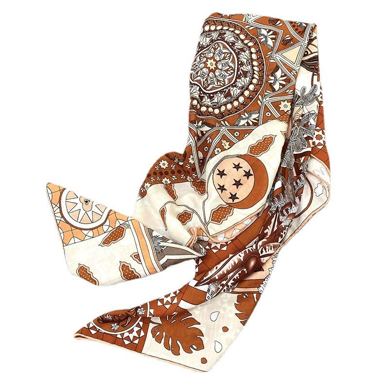 Scarf Women's Spring and Autumn New High-end Printed Decorative Large Square Scarf Temperament Curled Edge Outside Warm Shawl Scarf