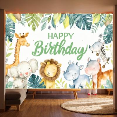 Jungle Animal Safari Party Background Backdrop Wild One 1st Happy Birthday Party Decoration Newborn Baby Shower Photo Background