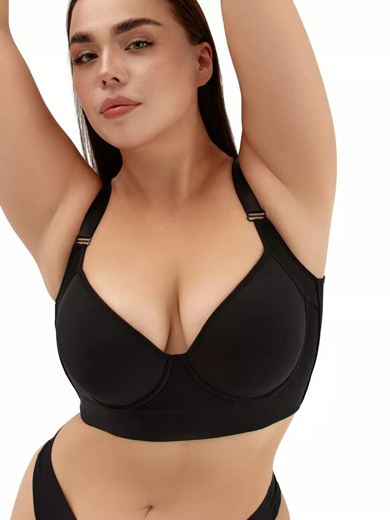 Large Size Smooth Seamless Push-up Bra with Underwire for Deep V and Anti-sagging