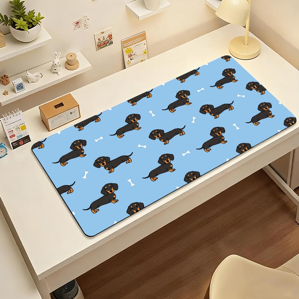 Cute Dachshund Cartoon Puppy MousePad Nonslip Locking Edge PC Laptop Accessories Rubber Office Keyboard Large Game XXL DeskMat