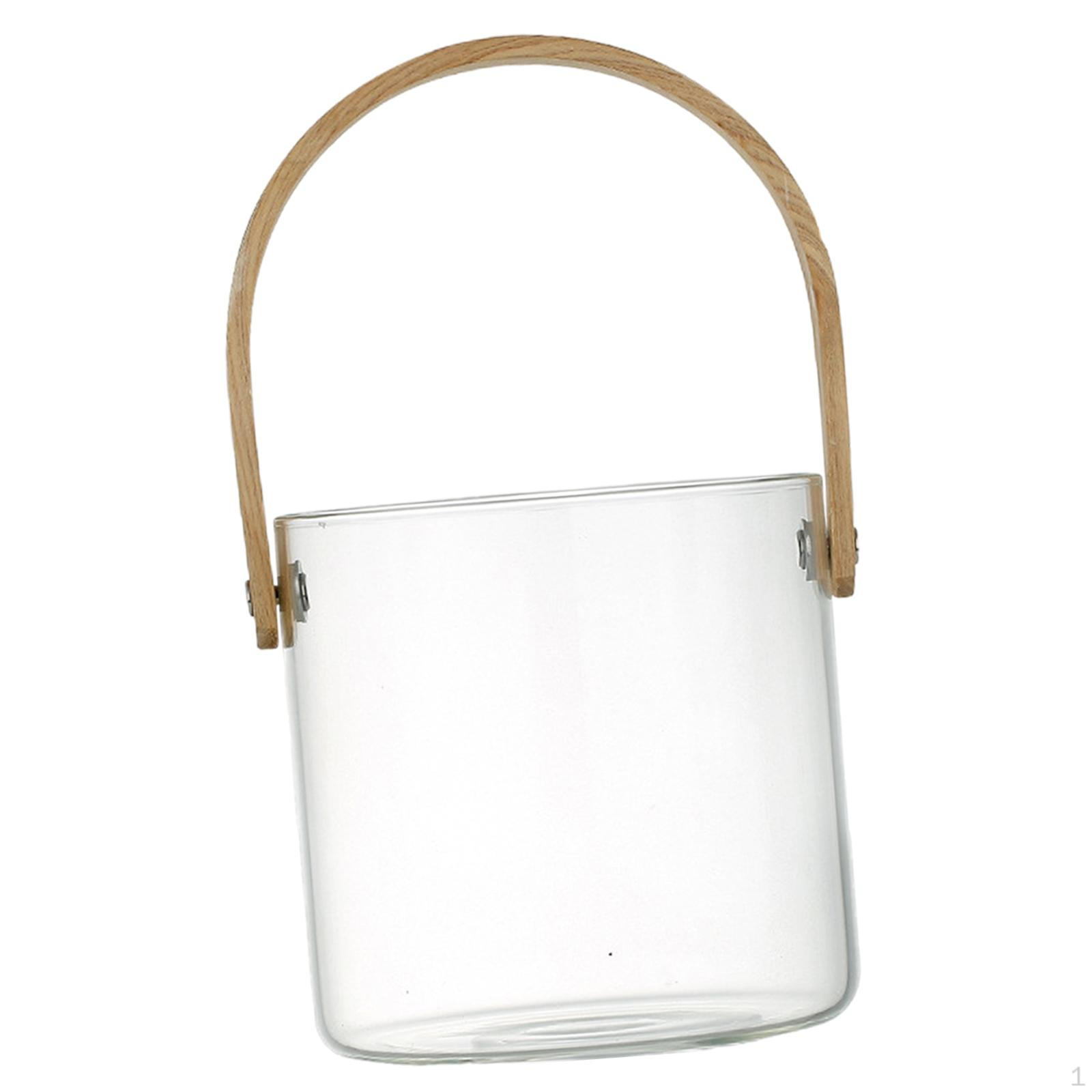 

Элегантная стеклянная корзина для фруктов с деревянной ручкой Clear_1500ml