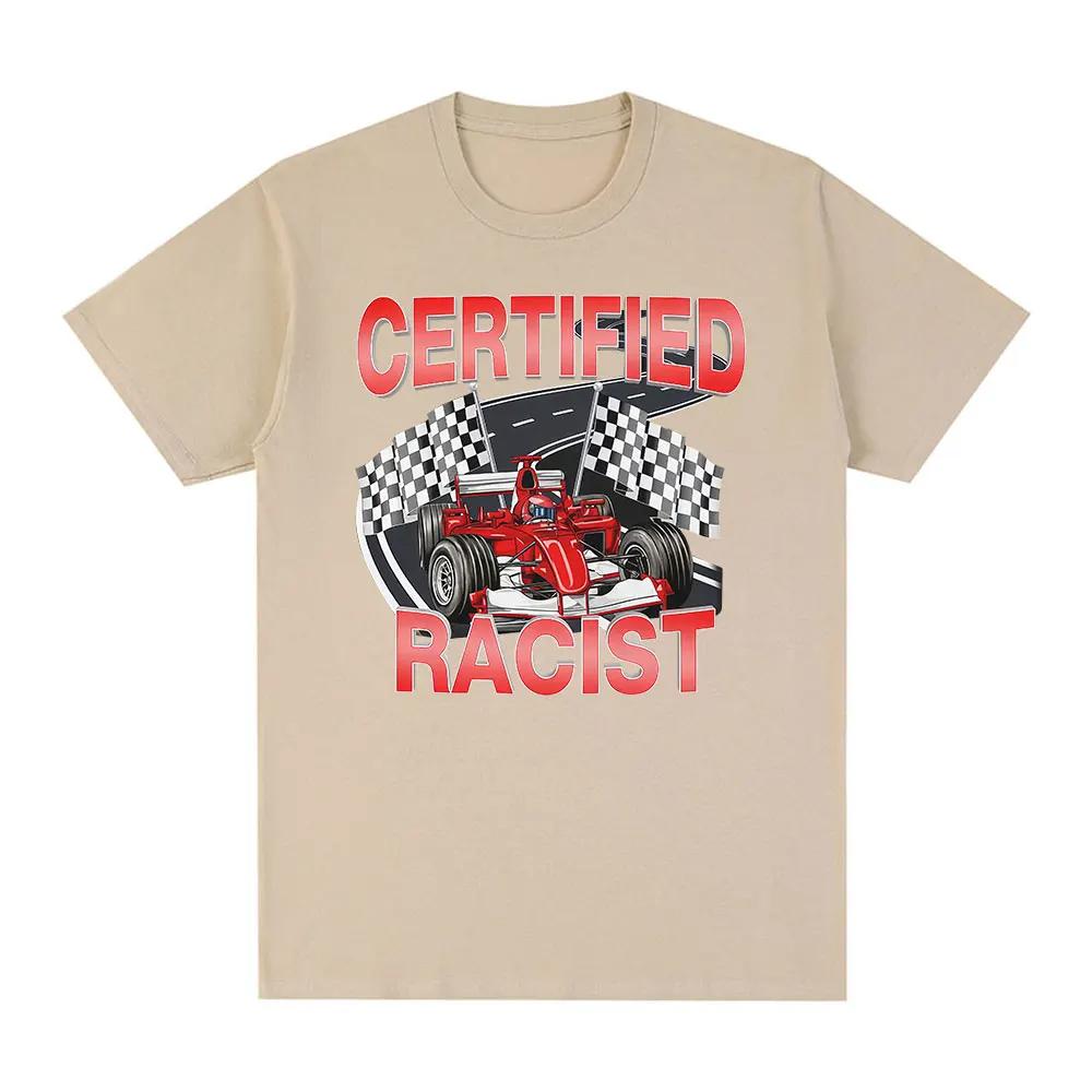 Professionelles Zertifiziertes Rassistisches Lustiges Rennwagen Emoji Grafik T-Shirt Herren Damen Mode Kurzarm Baumwolle Freizeit T-Shirt Tops