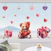 Heart-Shaped Teddy Bear Electrostatic Valentine Window Sticker for Mall, Shop, Wall, or Refrigerator 2026.