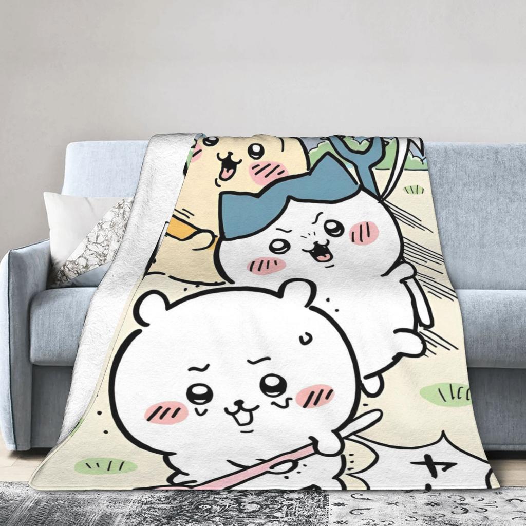 Cute Cartoon C-Chiikawa Hachiware Blankets Coral Fleece Plush Spring Portable Soft Throw Blankets for Bed Couch Bedspreads