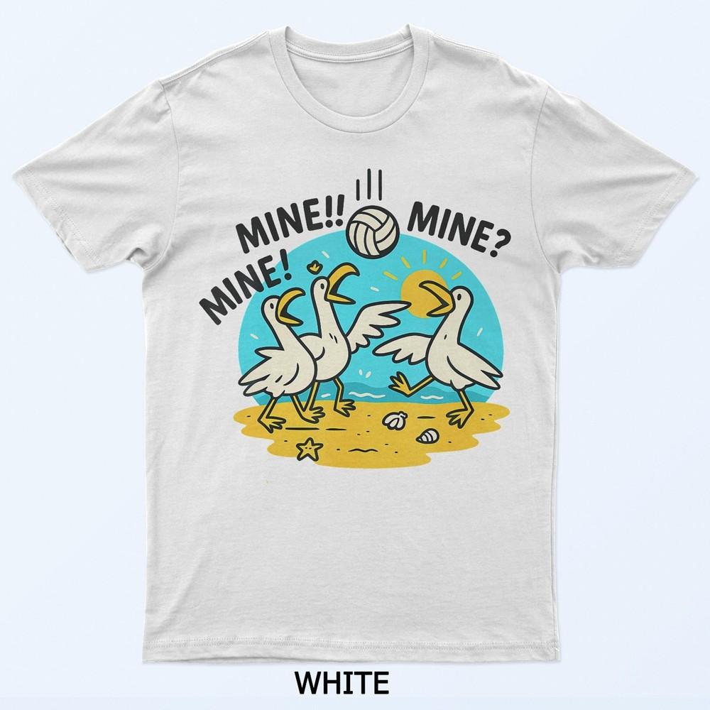 

Mine Seagull Funny Beach Volleyball Graphic T-Shirt M