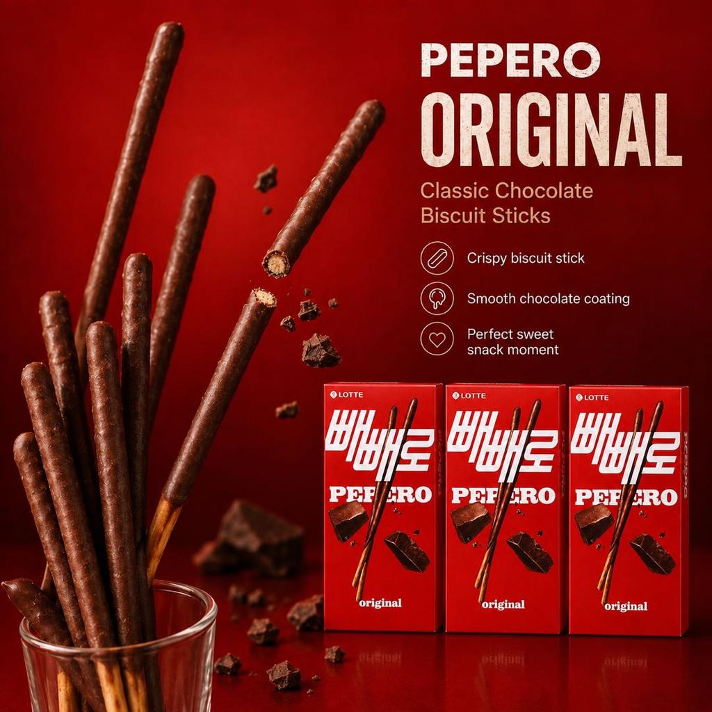 Lotte Pepero Chocolate Flavor Biscuit Sticks 47g