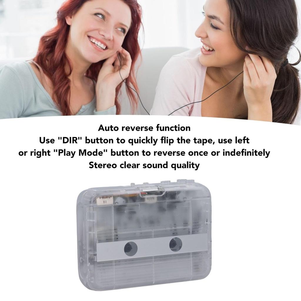 Bluetooth Cassette Portable Tape with USB or AA Vintage Audio Cassette Player with Headphones Player, Player/Recorder Auto-Reverse, Powered, 3.5mm