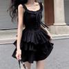 French Waist Black Suspender Dress Summer Temperament Foreign Birthday Princess Dress Small Fluffy Short Skirt