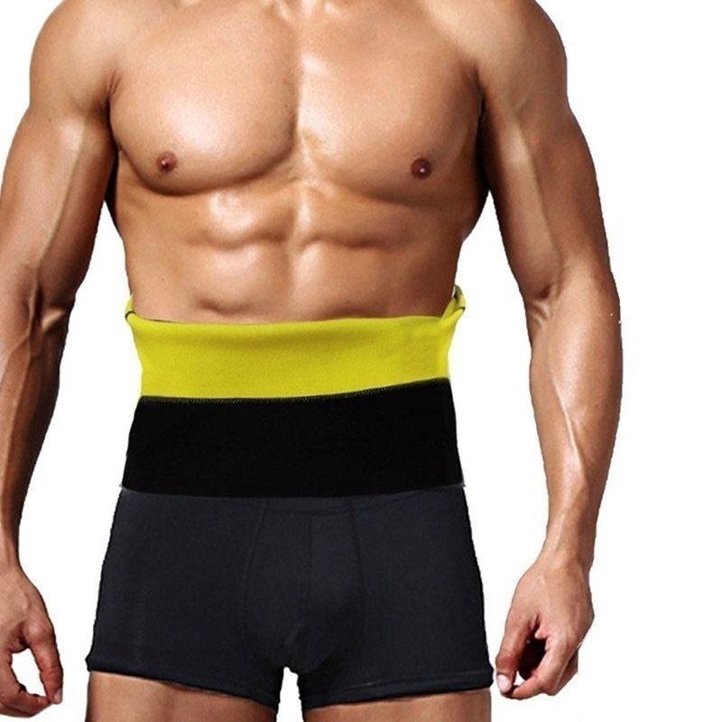Buy Men Sauna Sweat Bands Waist Trainer Trimmer Belt Neoprene Body Shaper Fitness Slimming Belts