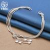 925 Sterling Silber Fünf solide Liebesherz Schlangenkette Armband Schmuck