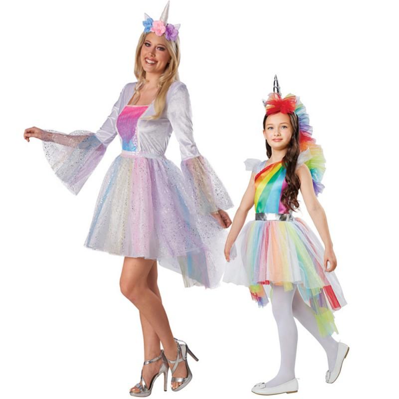 Kostium na imprezę Halloweenową dla dziewczynek My Little Pony Jednorożec Tęczowa Sukienka Strój Cosplay