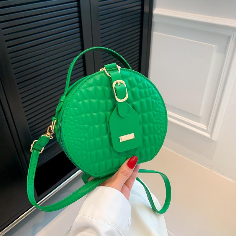 Popular Bag Women's Round Cake Bag Handbag 2024 New Fashion Foreign Style Women's Bag Crocodile Pattern Candy Color Messenger Bag