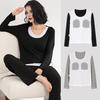 Two Piece Modal Pajamas Set for Women Long Sleeve Top And Pants Sleepwear with Built-in Bra Casual Loungewear Pjs Set