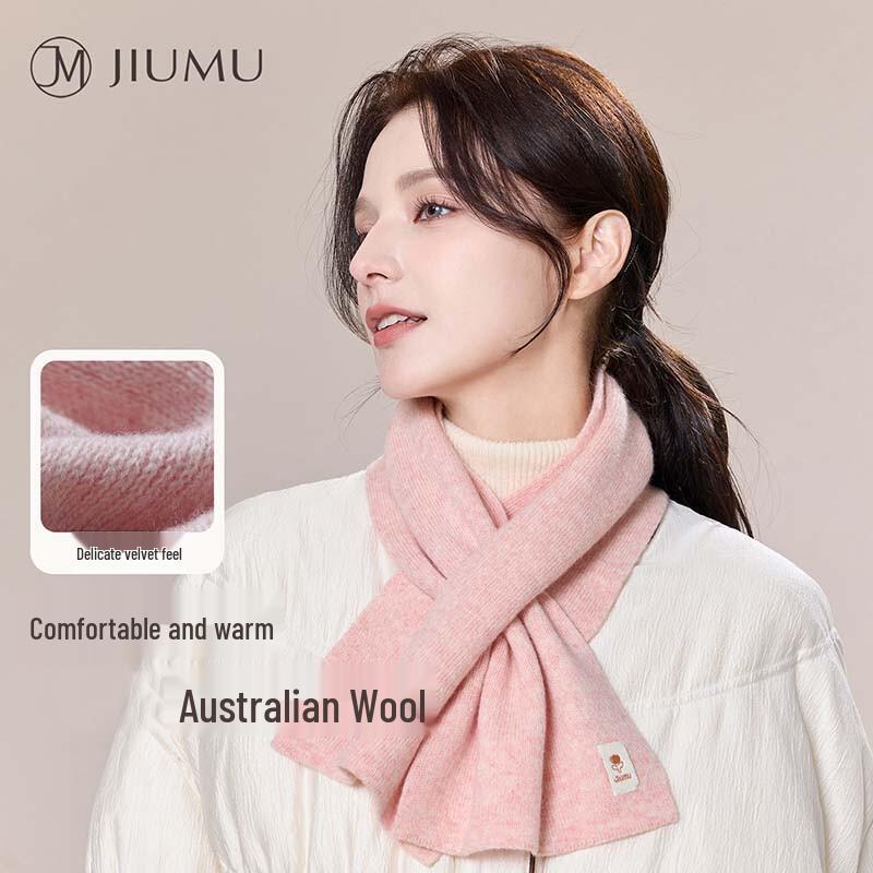 JIUMU Women's Pure Wool Cross Neck Scarf