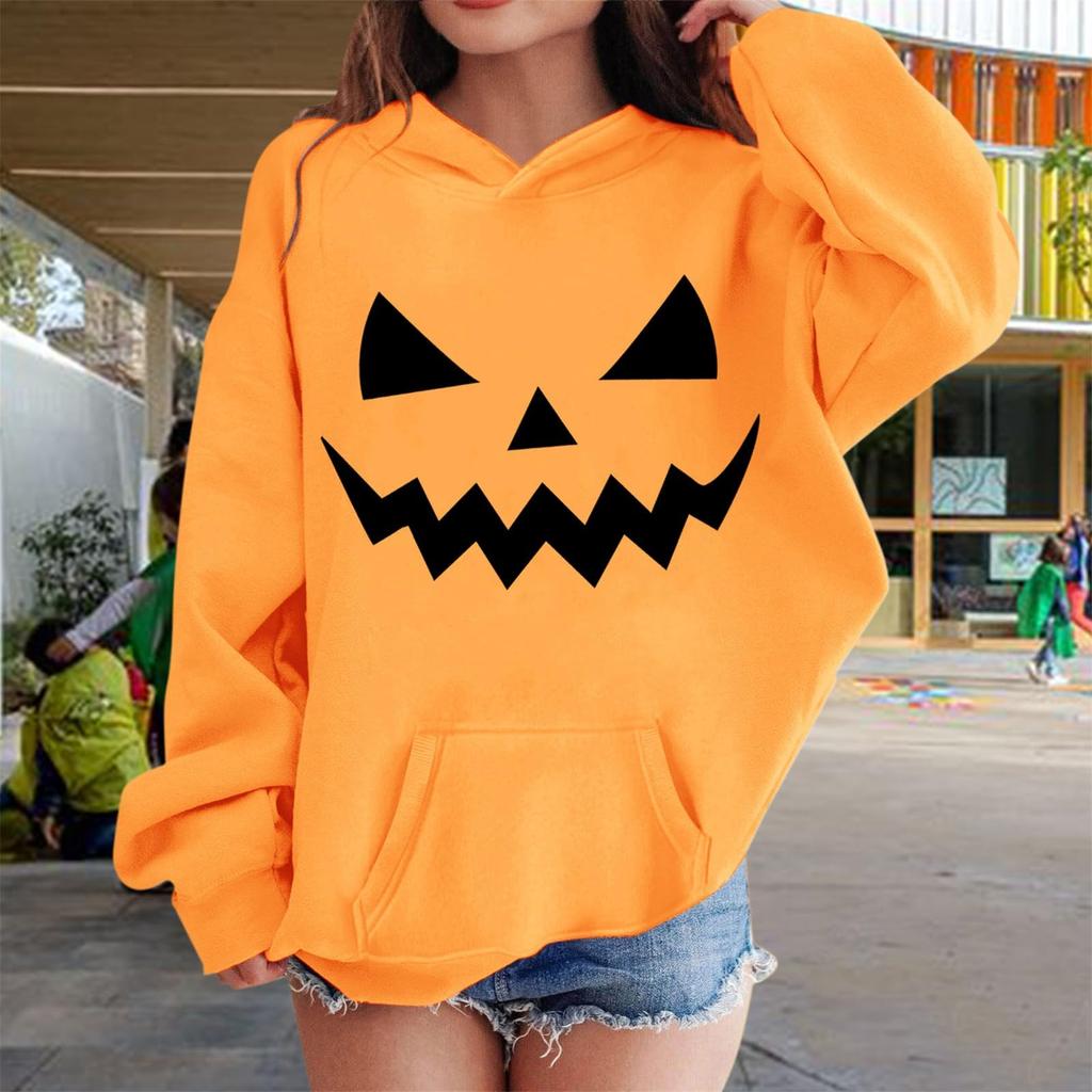 Boys Girls Kids Long Sleeve Hoodie with and Halloween Print for Casual Wear