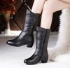 Middle Boots Winter Women's Korean Style Low Heel Solid Color Fleece Warm Plus Size Outdoor Anti Skid Boots