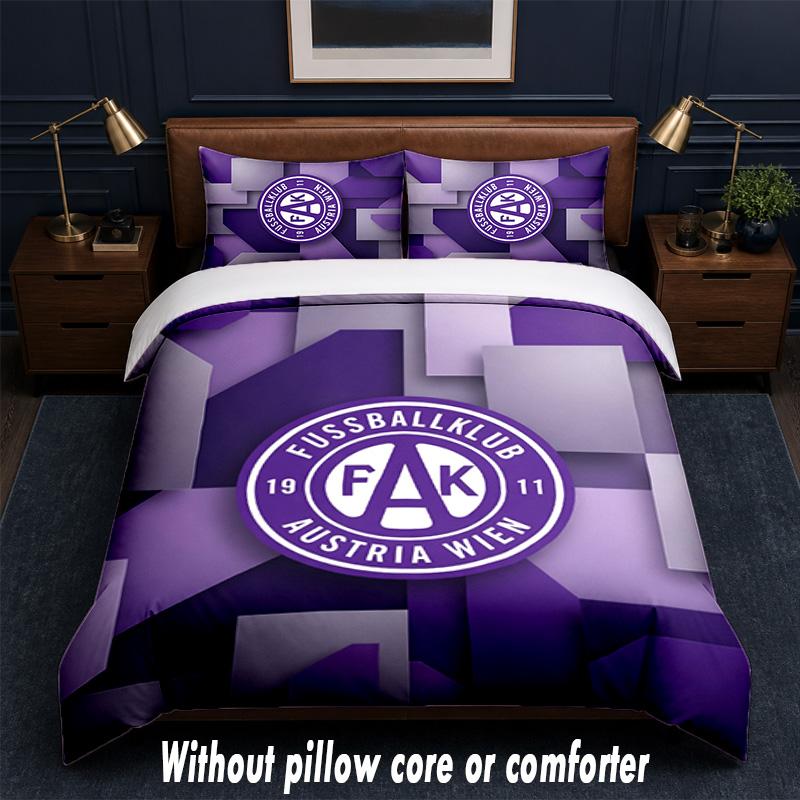 Austria Wien FC Design Bed Bedding Set 1 Duvet Cover + 2 Pillowcases Soft Breathable Household Bed Linens
