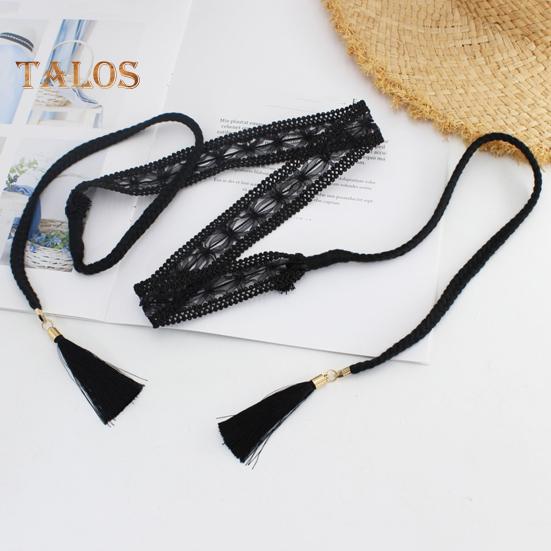 Kjolebelte for kvinner Flettet blonderdekorert duskende ende Midjebånd Ensfarget midjesnor Kostymetilbehør