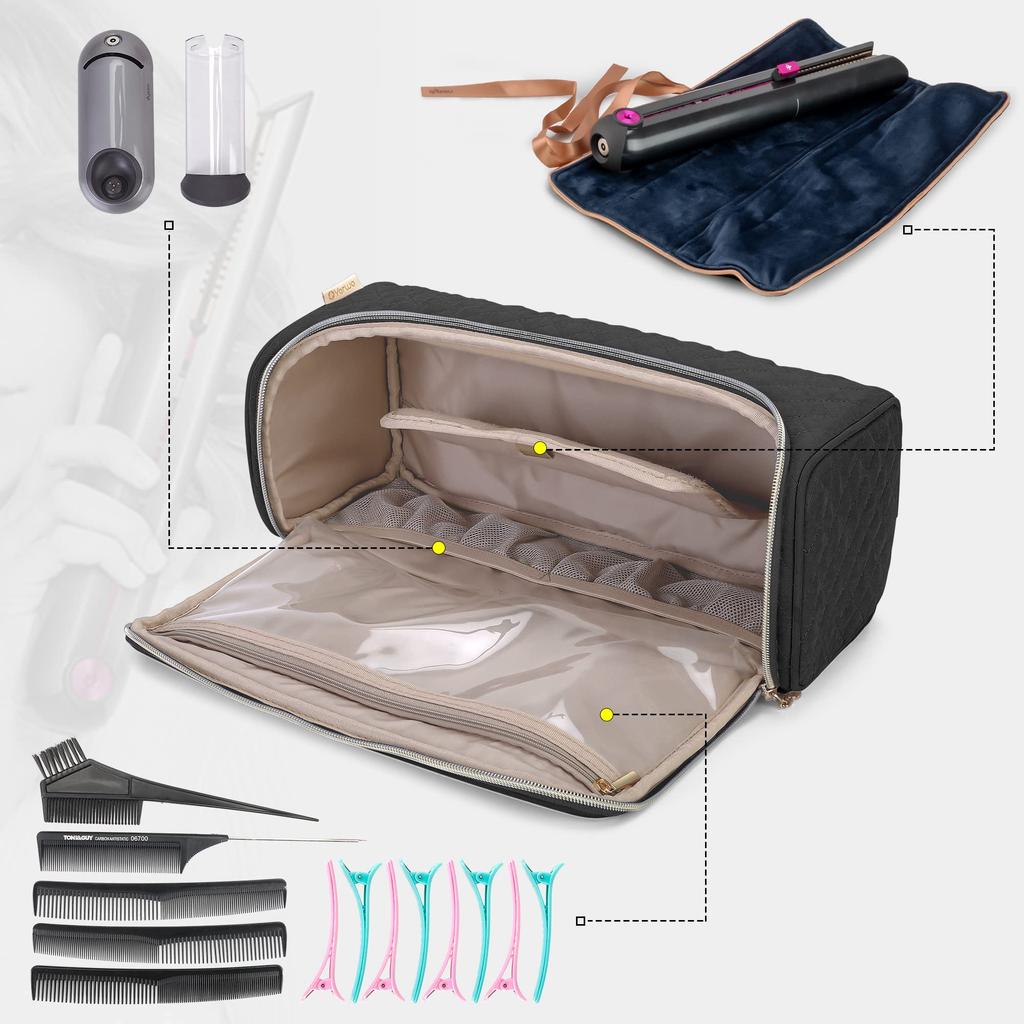 Yarwo Hair Straightener Storage Compatible with Dyson Corrale Hair Attachment Travel Black Case, Straightener, Storage, Case,
