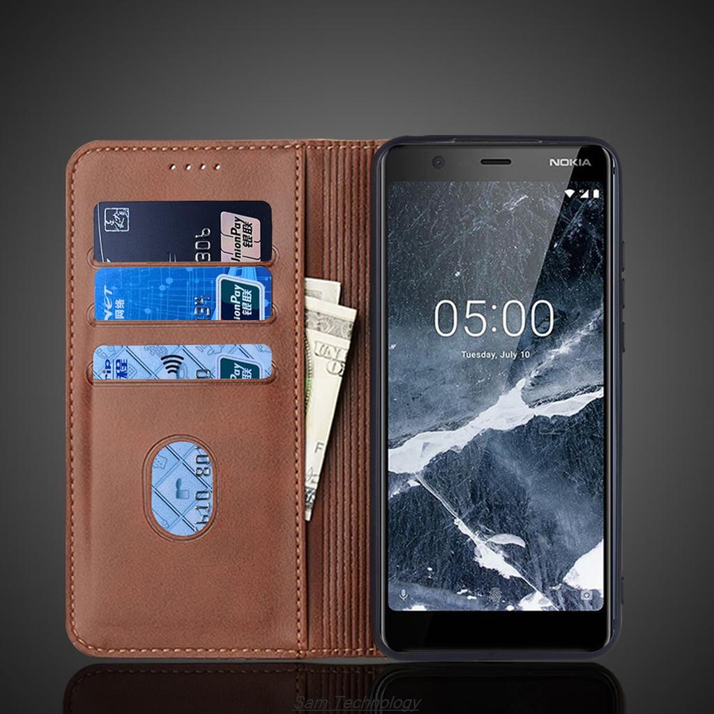 Magnetische Anziehungskraft Ledertasche für Nokia 5.1 Kartenhalter Holster Flip Cover Hülle für Nokia 5.1 Brieftasche Handytaschen Fundas Coque