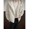 Men's Winter Lychee Pattern PU Leather Jacket with Hood and Fur Collar