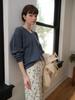 PREVOIR V-Neck Oversized Textured Sweatshirt