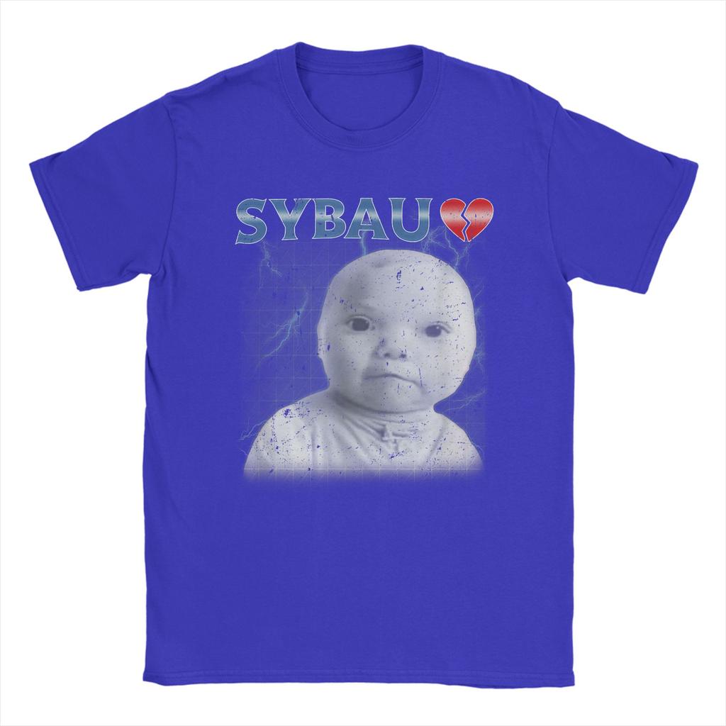 SYBAU Meme Niche Tuff AI Baby Holding Laugh T Shirt Cotton TShirts For Men Hip Hop Tee Shirt ShortSleeve Vintage Clothing